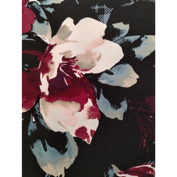 Chico's Size Medium (1) Black Blue Plaid Floral Sleeveless Boat Neck Shift Dress - Picture 2 of 5